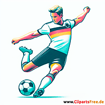 Deutscher Spieler schießt den Ball über den Kopf Clipart - Fußballbilder kostenlos