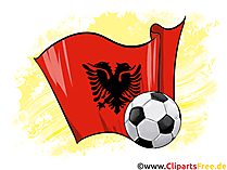 Albanien Fußball Ball mit Fahne im Hintergrund Clipart-Illustration