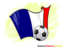 Frankreich Fußball Ball mit Fahne im Hintergrund Clipart-Illustration