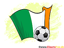 Irland Fußball Ball mit Fahne im Hintergrund Clipart-Illustration