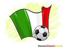 Italien Fußball Ball mit Fahne im Hintergrund Clipart-Illustration