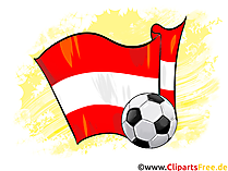 Österreich Fußball Ball mit Fahne im Hintergrund Clipart-Illustration