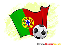 Portugal Fußball Ball mit Fahne im Hintergrund Clipart-Illustration
