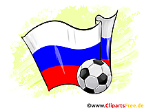 Russland Fußball Ball mit Fahne im Hintergrund Clipart-Illustration
