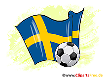 Schweden Fußball Ball mit Fahne im Hintergrund Clipart-Illustration