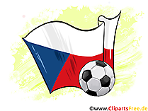Tschechien Fußball Ball mit Fahne im Hintergrund Clipart-Illustration