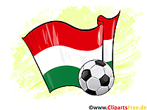 Ungarn Fußball Ball mit Fahne im Hintergrund Clipart-Illustration