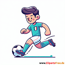 Italienischer Fussballspieler dribbelt den Ball Clipart - Bilder zum Thema Fußball