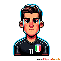 Italienischer Fussballspieler im schwarzen Trikot Clipart - Bilder zum Thema Fußball