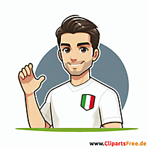 Italienischer Fussballspieler im weißen Trikot Clipart - Bilder zum Thema Fußball