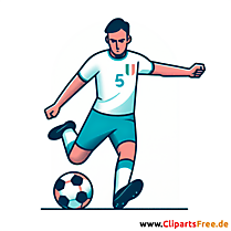Italienischer Fussballspieler macht Anstoß Clipart - Bilder zum Thema Fußball
