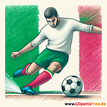 Italienischer Fussballspieler schießt Elfmeter Clipart - Fußballbilder kostenlos