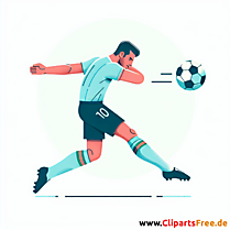 Italienischer Fussballspieler schießt Kopfball Clipart - Bilder zum Thema Fußball