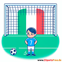Italienischer Fussballspieler steht im Strafraum Clipart - Bilder zum Thema Fußball