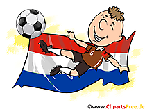 Niederländischer Fussballspieler - im Hintergrund niederländische Flagge Clipart