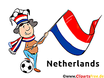 Niederländischer Sportfan mit Fahne - Fussball Cliparts