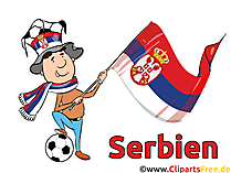 Serbische Fahne und Fussballfan Clipart