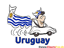 Lustiger Uruguay Sportfan fährt Auto