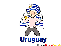 Mann mit uruguayischer Flagge Cartoonillustration