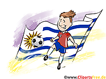 Uruguayische Fahne und Fussballspieler Clipart