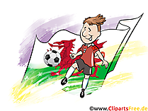 Fussball-Spieler Wales Cartoon-Grafik gratis