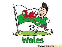 Fussballer rennt Wales Cartoonbild gratis