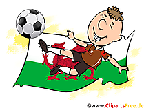 Fussballspieler Wales Cartoon-Clipart gratis