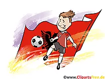Fussballspieler mit Ball und Flagge Albaniens Clipart