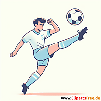 Deutscher Fussballspieler schießt den Ball über den Kopf Clipart - Bilder zum Thema Fußball