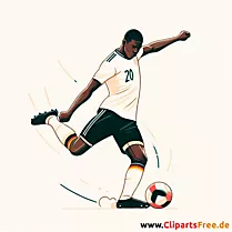 Deutscher Fussballspieler schießt Freistoß Clipart - Bilder zum Thema Fußball