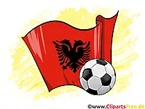 Albanien Fußball Ball mit Fahne im Hintergrund Clipart-Illustration