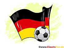 Deutschland Fußball Ball mit Fahne im Hintergrund Clipart-Illustration