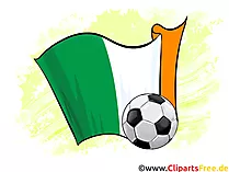 Irland Fußball Ball mit Fahne im Hintergrund Clipart-Illustration