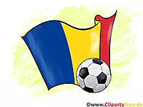 Rumänien Fußball Ball mit Fahne im Hintergrund Clipart-Illustration