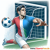 Italienischer Fussballspieler macht Einwurf Clipart - Bilder zum Thema Fußball