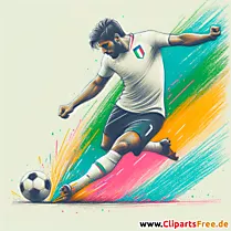 Italienischer Fussballspieler schießt Freistoß Clipart - Fußballbilder kostenlos