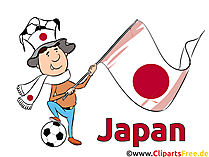 Fußballfan mit japanischer Flagge Clipart, Bild, Illustration