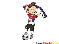 Fussballspieler im serbischen Trikot Bild