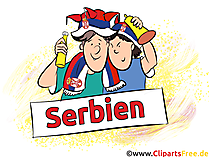 Serbische Sportfans im Fussballstadion Clipart-Bild