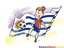 Uruguayische Fahne und Fussballspieler Clipart