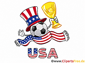 Fussball-Pokal mit USA Fahne - Clipart zur Weltmeisterschaft