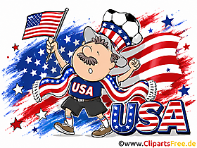 Sportfan mit Fahne - USA Fussball Clipart