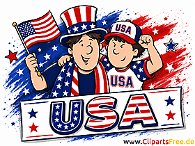Sportfans mit USA Fahnen im Stadion Clip Art free