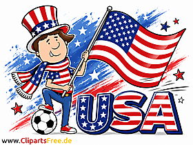 USA-Fussballfan mit amerikanischer Fahne Clip Art
