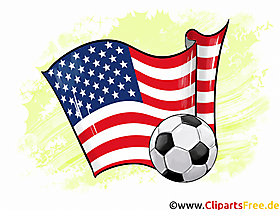 USA Flagge mit dem Fussball - Cliparts zur Weltmeisterschaft