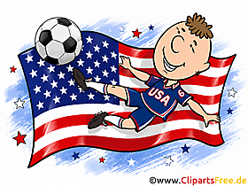 USA Fussball-Strürmer mit dem Ball Clip Art gratis