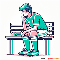Fußballspieler sitzt auf der Bank Clipart - Bilder zum Thema Fußball