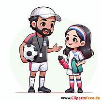 Fußballcoach und Mädchen Clipart - Bilder zum Thema Fußball