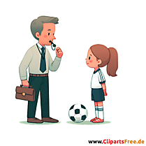 Fußballtrainer spricht mit Mädchen Clipart - Bilder zum Thema Fußball