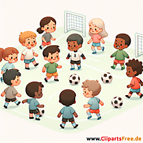 Fußballtraining mit Kindern Clipart - Bilder zum Thema Fußball